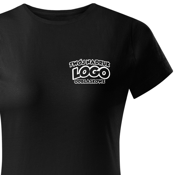 Damska bawełniana koszulka T-shirt z własnym nadrukiem - kolor czarny