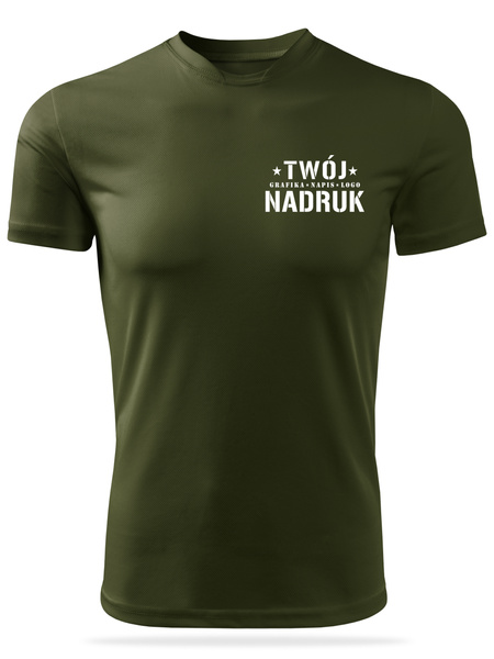 Termoaktywna koszulka outdoorowa z własnym nadrukiem - kolor zieleń wojskowa