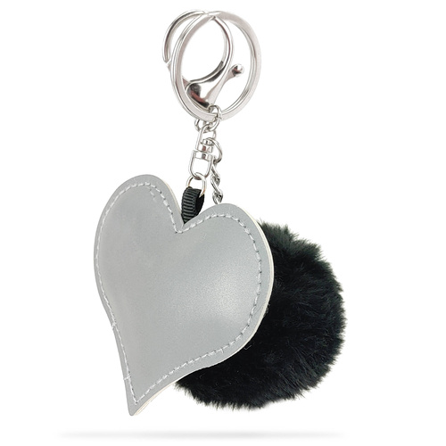 Zawieszka odblaskowa z pomponem - SERDUSZKO