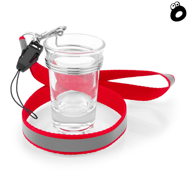 Zestaw imprezowy smycz odblaskowa CZERWONA z kieliszkiem szklanym