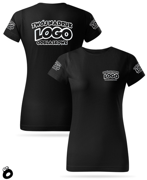 Damska bawełniana koszulka T-shirt z własnym nadrukiem - kolor czarny