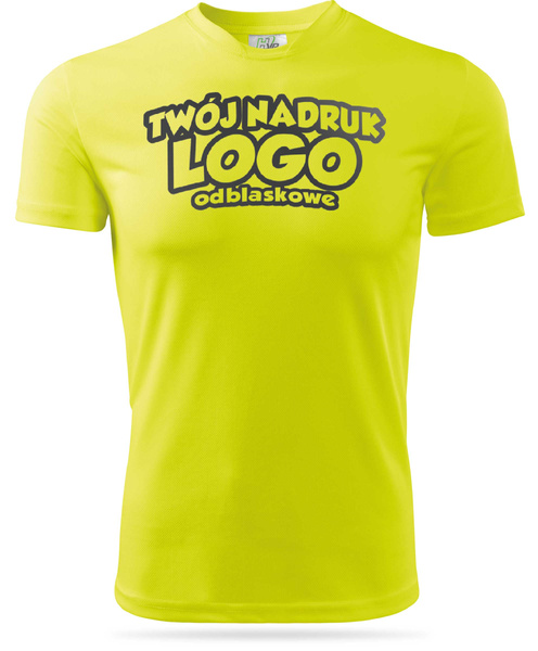 Żółta męska koszulka termoaktywna z własnym nadrukiem