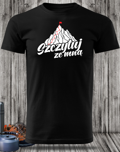 Czarna koszulka T-shirt nadruk SZCZYTUJ ZE MNĄ