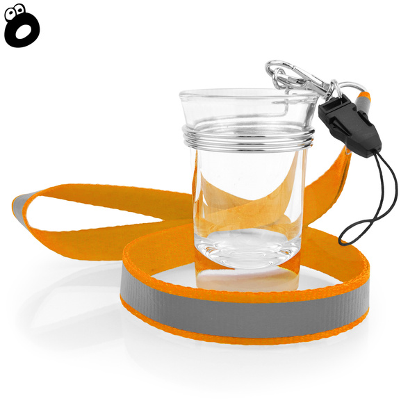 Zestaw imprezowy smycz odblaskowa POMARAŃCZOWA z kieliszkiem szklanym