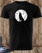Czarna koszulka T-shirt nadruk WYJĄCY WILK