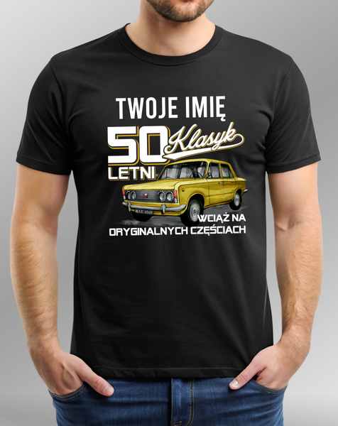 Koszulka bawełniana T-shirt nadruk IMIĘ - 50-letni KLASYK
