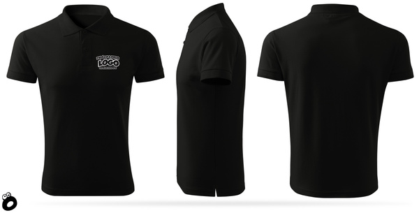Bawełniana męska koszulka polo z własnym nadrukiem - kolor czarny