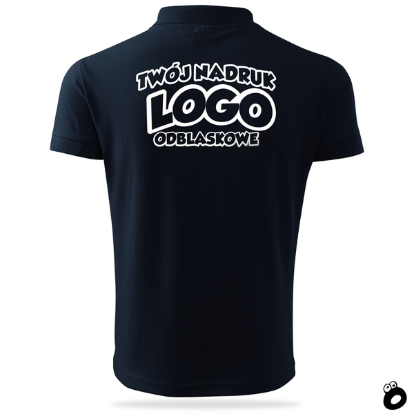 Bawełniana męska koszulka polo z własnym nadrukiem - kolor granatowy
