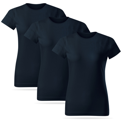 Zestaw 3 sztuk damskich koszulek bawełnianych T-shirt - kolor granatowy