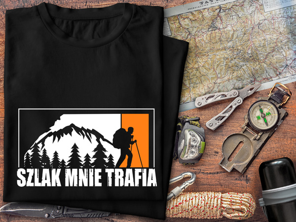 Czarna koszulka T-shirt nadruk SZLAK MNIE TRAFIA