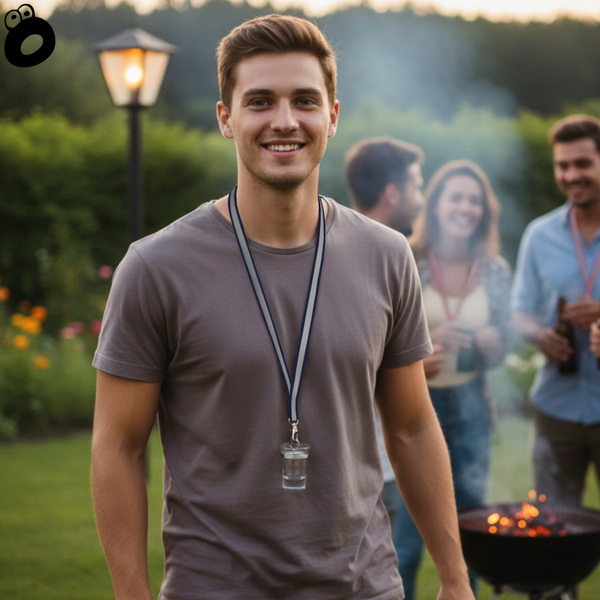 Zestaw imprezowy smycz odblaskowa GRANATOWA z kieliszkiem szklanym