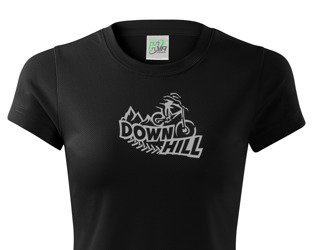 Czarna damska koszulka termoaktywna z odblaskowym nadrukiem DOWNHILL 15