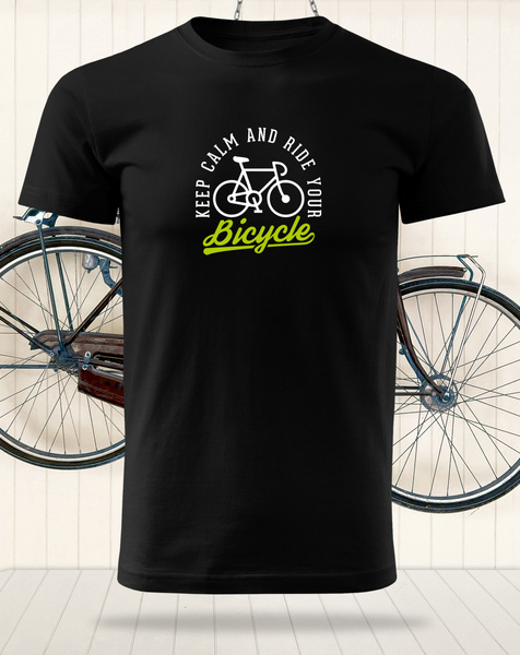 Czarna koszulka T-shirt nadruk KEEP CALM AND RIDE YOUR BICYCLE