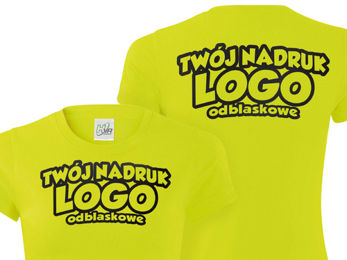 Żółta damska koszulka termoaktywna z własnym nadrukiem