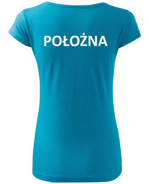 Koszulka medyczna damska z nadrukiem - POŁOŻNA