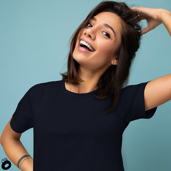 Zestaw 3 sztuk damskich koszulek bawełnianych T-shirt - kolor granatowy