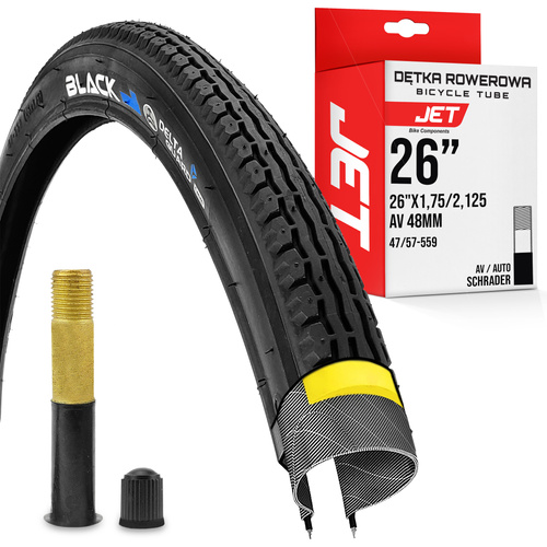 Zestaw opona BLACK1 Vert-X - 26x1.75 / 47-559 z dętką JET zawór AV