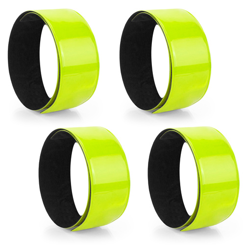 Komplet odblaskowych opasek samozaciskowych - 4 sztuki kolor żółty