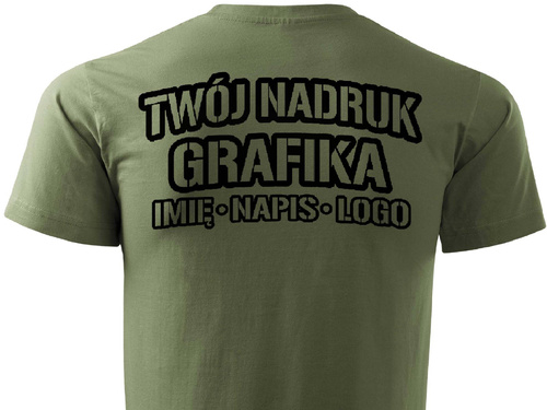Khaki męska koszulka T-shirt z własnym nadrukiem