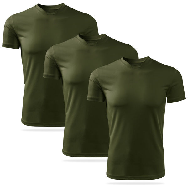Zestaw 3 sztuk termoaktywnych koszulek męskich kolor zieleń wojskowa