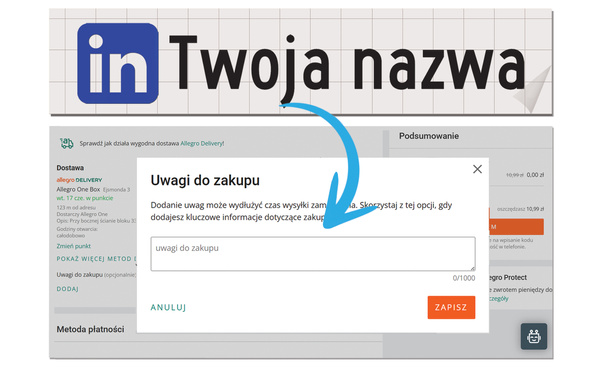 Naklejka z logiem LINKEDIN i Twoją nazwą social mediów - czarny odblask