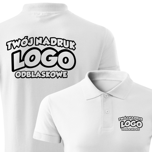Bawełniana męska koszulka polo z własnym nadrukiem - kolor biały