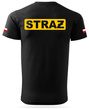 Koszulka czarna żółty nadruk w obrysie STRAŻ + flagi Polski