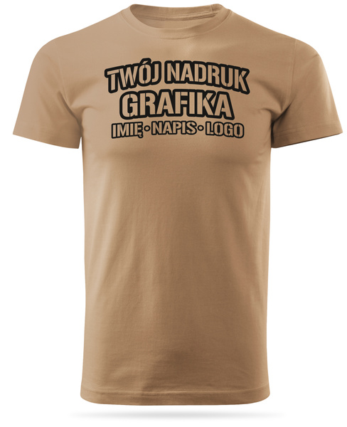 Piaskowa męska koszulka T-shirt z własnym nadrukiem