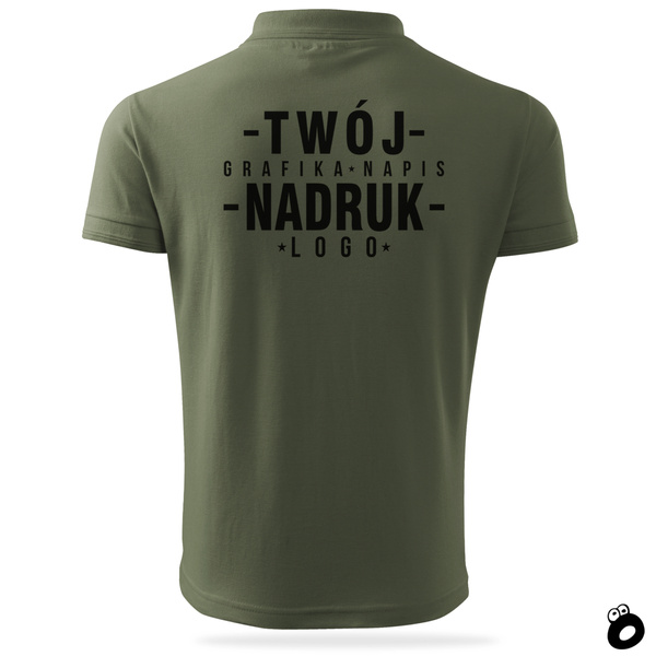 Bawełniana męska koszulka polo z własnym nadrukiem - kolor khaki