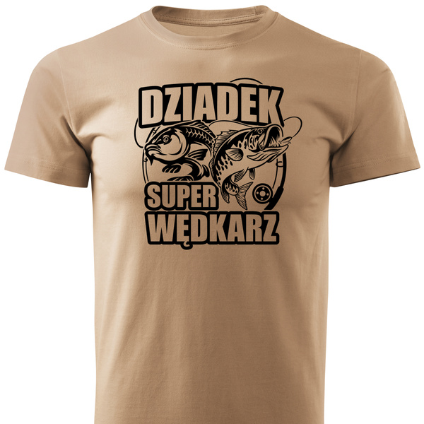 Wędkarska koszulka T-shirt nadruk DZIADEK SUPER WĘDKARZ