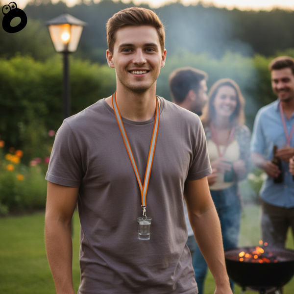 Zestaw imprezowy smycz odblaskowa POMARAŃCZOWA z kieliszkiem szklanym