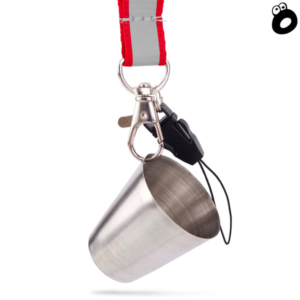 Zestaw imprezowy smycz odblaskowa CZERWONA z kieliszkiem metalowym