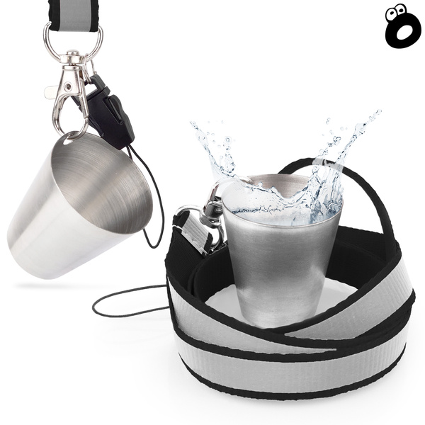 Zestaw imprezowy smycz odblaskowa CZARNA z kieliszkiem metalowym