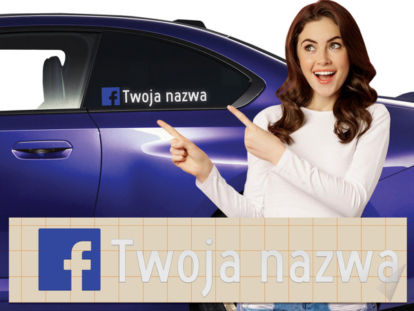 Naklejka z logiem FACEBOOK i Twoją nazwą social mediów