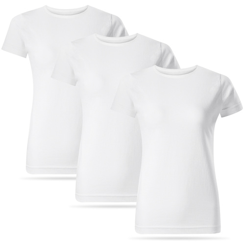 Zestaw 3 sztuk damskich koszulek bawełnianych T-shirt - kolor biały