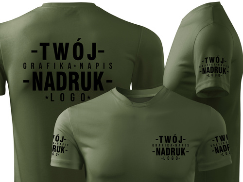 Termoaktywna koszulka outdoorowa z własnym nadrukiem - kolor khaki