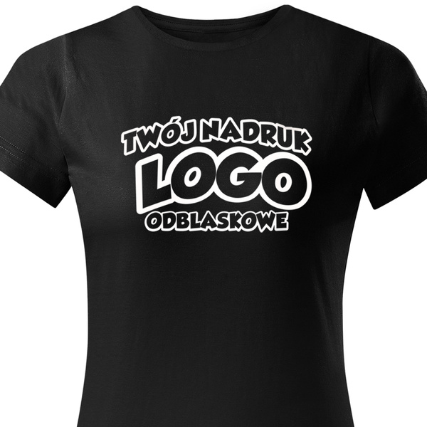 Damska bawełniana koszulka T-shirt z własnym nadrukiem - kolor czarny