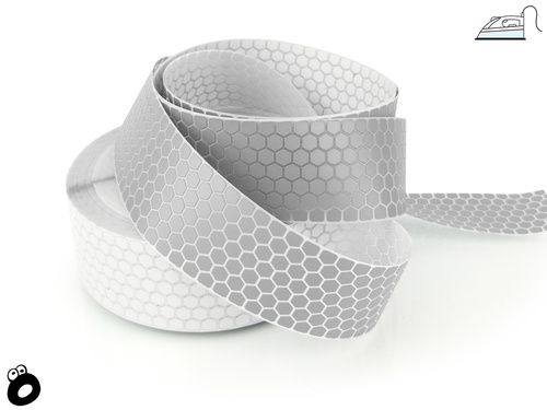 Odblaskowa taśma do wprasowania srebrna plaster miodu 5 cm / 2 mb.