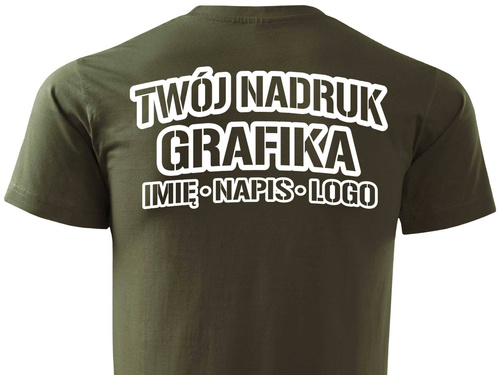 Koszulka T-shirt z własnym nadrukiem - zieleń wojskowa