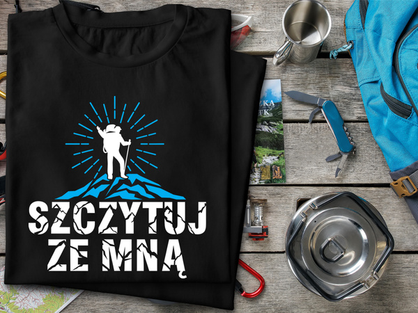 Czarna koszulka T-shirt nadruk SZCZYTUJ ZE MNĄ