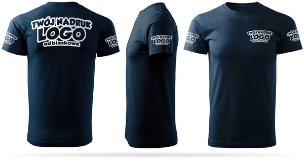 Granatowa męska koszulka T-shirt z własnym nadrukiem 