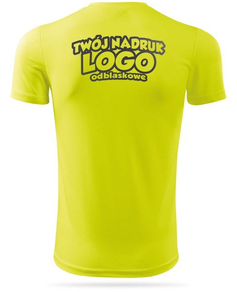Żółta męska koszulka termoaktywna z własnym nadrukiem