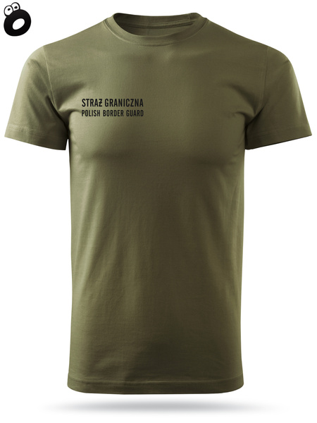 Koszulka męska T-shirt nadruk STRAŻ GRANICZNA - POLISH BORDER GUARD - zieleń wojskowa