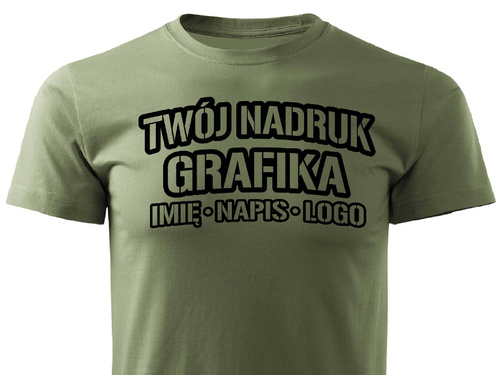 Khaki męska koszulka T-shirt z własnym nadrukiem