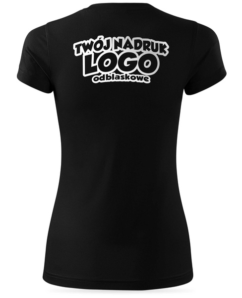 Czarna damska koszulka termoaktywna z własnym nadrukiem