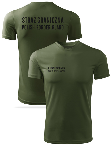 Termoaktywna koszulka męska z nadrukiem STRAŻ GRANICZNA POLISH BODRER GUARD - khaki