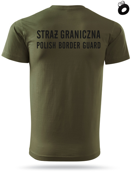 Koszulka męska T-shirt nadruk STRAŻ GRANICZNA - POLISH BORDER GUARD - zieleń wojskowa