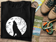 Czarna koszulka T-shirt nadruk WYJĄCY WILK
