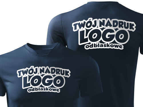 Granatowa męska koszulka termoaktywna z własnym nadrukiem