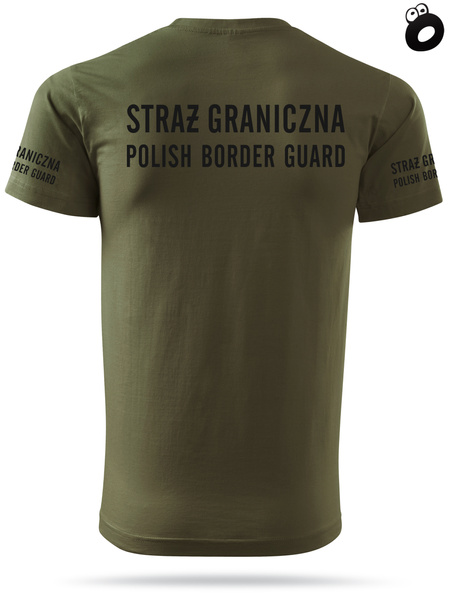 Koszulka męska T-shirt nadruk STRAŻ GRANICZNA - POLISH BORDER GUARD - zieleń wojskowa